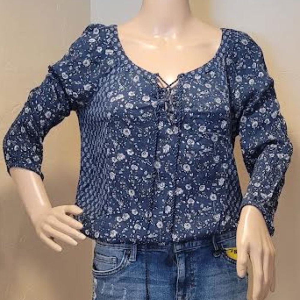 American Eagle boho chic dark blue women's top - Small